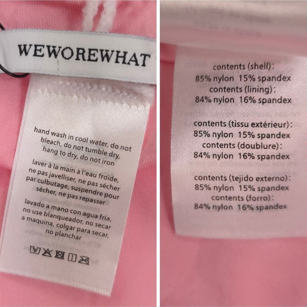 WeWoreWhat Cut Out One Piece Swimsuit Baby Pink Halter Runched Cup Tie - Picture 14 of 16